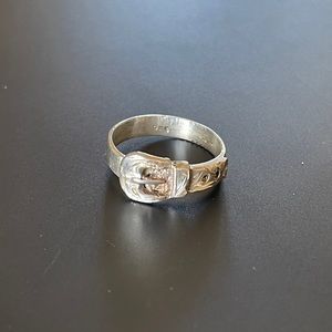 Vintage Dainty Hand Engraved 925 Sterling Silver Belt Buckle Ring Size 6.25 6.5